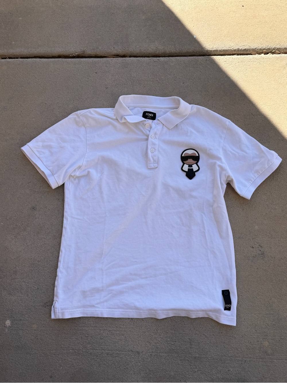 Fendi White Kids Polo with Character Patch